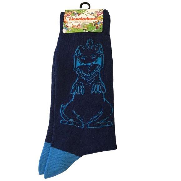 Nickelodeon Rugrats Reptar Men's Blue Crew Socks Size 6-12 - Picture 1 of 5